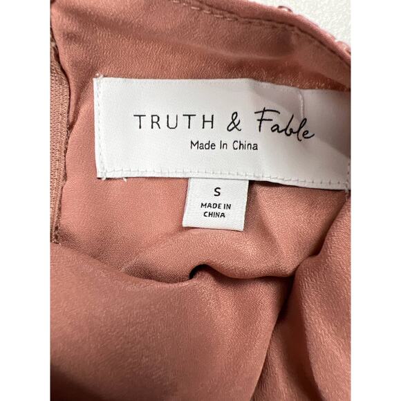 Truth & Fable Women's Small Pink Short Sleeve Sequin Chiffon Long Formal Dress - Picture 4 of 13